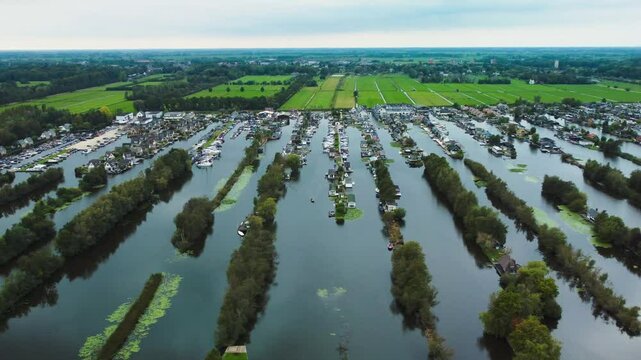 Houses and Boats, Islands and Canals. Scheendijk, Netherlands
