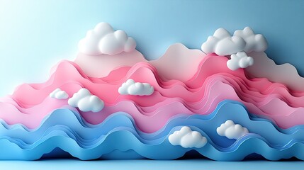 A pastel-colored background with pink, blue, and white clouds, designed for a children's room