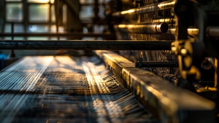 Naklejka premium Natural light from the moon and stars filters through the open windows casting shadows on the looms. 2d flat cartoon.