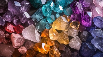 A collection of gemstones, each one showing a unique color gradient