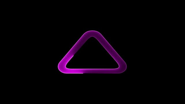 abstract triangle sign icon animation on black backgraound