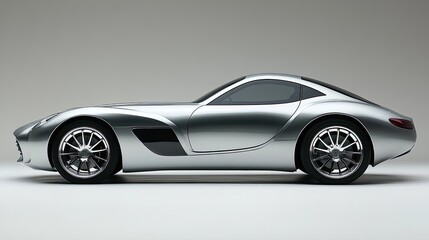 Fototapeta premium A side view of a silver car positioned against a white backdrop