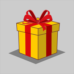 Bright Yellow Gift Box With Red Ribbon for Special Occasions