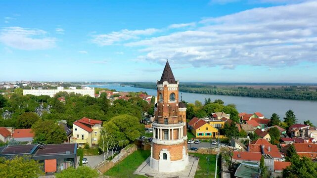Gardos Tower in Belgrade on the Danube River