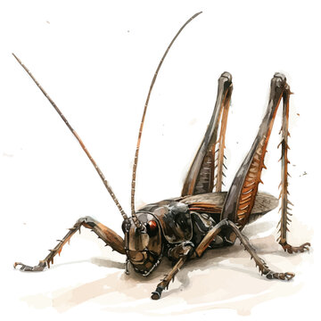 watercolor grasshopper insect brown legs white background clip art preview