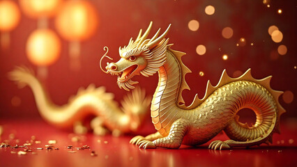 Obraz premium Lunar New Year theme greeting card background, copy space in the center. Asia cultural holiday.