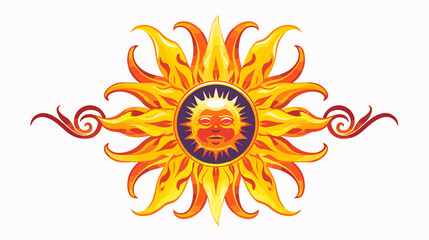 Traditional Style Cartoon Vector Sun Tattoo Design for Artistic Body Ink Inspiration