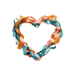 Fototapeta premium Abstract Heart Shape Formed by Colorful Ribbons