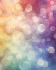 A colorful, blurred background with soft, glowing bokeh effects.