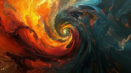 A swirling abstract design featuring vibrant colors and dynamic movement.