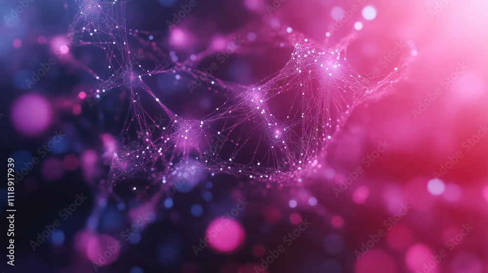 Poster innovative science background with abstract digital elements, showcasing network connection structur