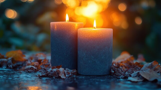 Serene Sympathy Card with Gray Candles and Soft Light for Grief and Loss