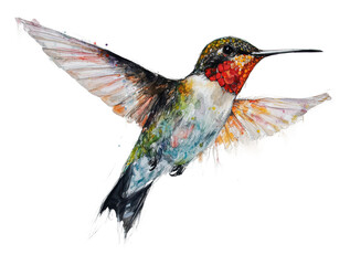Obraz premium Colorful hummingbird in flight with vibrant wings, cut out - stock png.