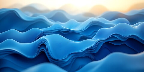 Fototapeta premium Abstract blue wave landscape.