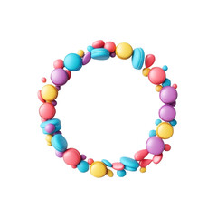 Naklejka premium Colorful Macarons Forming a Circle Frame on White Background