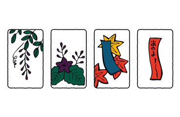 Japanese style material, Japanese-patterned card set, color_E