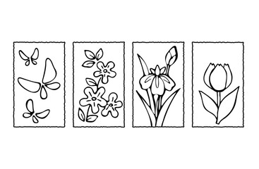 Japanese-style material and Japanese pattern card set 
 monochrome_F