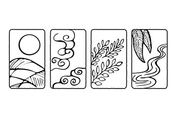 Japanese-style material and Japanese pattern card set 
 monochrome B