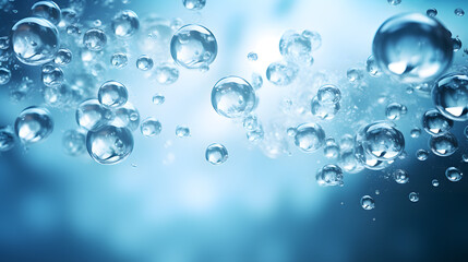 Digital blue bubble skin care products abstract poster background