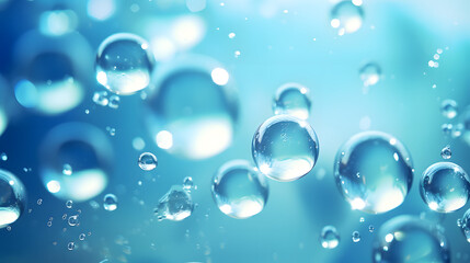 Obraz premium Digital blue bubble skin care products abstract poster background