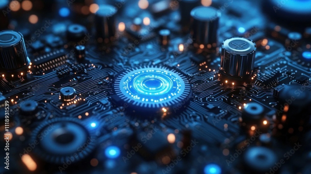 Aufkleber software update quality improvement in technology and digital systems with gears and components