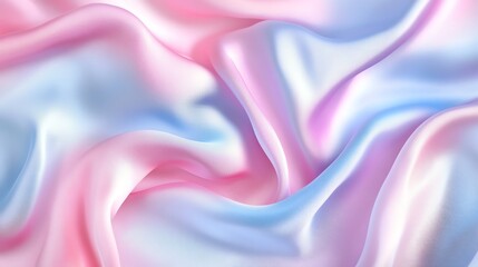 Obraz premium A piece of soft, silky fabric in pastel blue, pink and lavender colors. The fabric is folded and draped, creating soft, flowing curves.