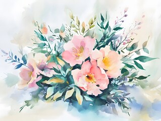 Vibrant Autumn Blooms in Watercolor Elegance