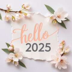 Stunning Minimalistic &lsquo;2025&rsquo; Floral Design: Torn Paper Aesthetics with Elegant Leafy Surroundings