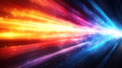 Naklejka premium Colorful light rays converge, creating a vibrant, energetic, and dynamic abstract background.
