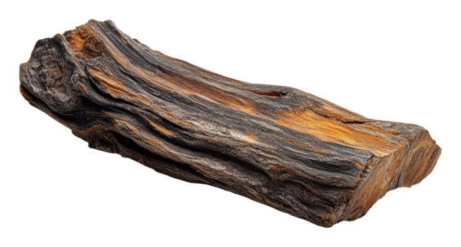 Wood log with rich texture and colors, cut out - stock png.