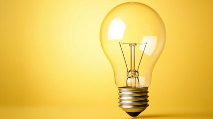 A glowing light bulb against a vibrant yellow background, symbolizing ideas, creativity, and innovation.