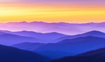 Obraz premium Serene layers of mountains at sunset, showcasing natural beauty.