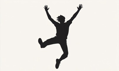 A silhouette of a person jumping in celebration or joy.