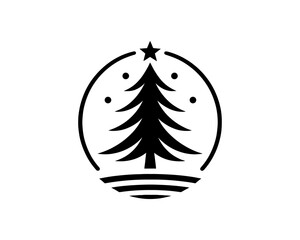 Christmas tree silhouette vector. Black color christmas tree flat design icon. Xmas, holiday tree icon.