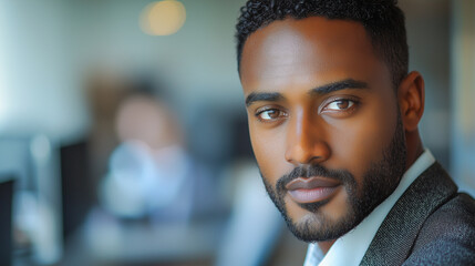 Obraz premium Confident professional African American businessman in modern office