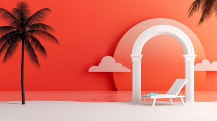 Tropical beach, vibrant travel ad layout