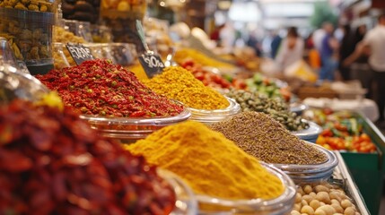 Fototapeta premium Vibrant Spices at a bustling Market