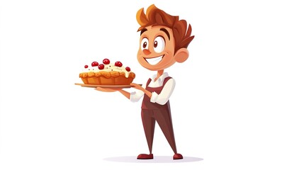 a Sweet Pie: Adorable Cartoon Character Illustration on White Background