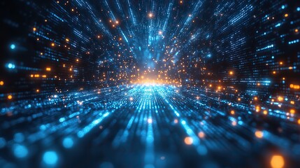 Fototapeta premium An abstract blue and white background with binary code and digital networks, representing technology concepts