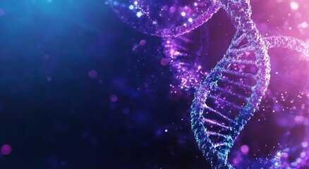 Abstract DNA double helix against a futuristic and technological background