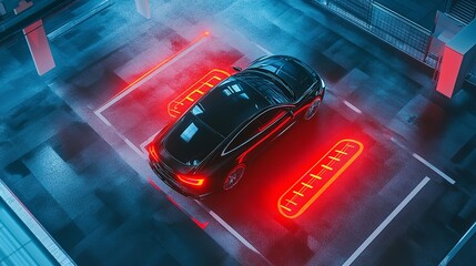  Sunset Traffic Jam on City Highway and moderns car.