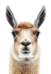 Obraz premium Gentle llama portrait featuring soft expression, cut out - stock png.