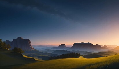 Beautiful and Peaceful Nature Scenery Illustration Landscape Countryside Tranquil Vibrant and Colorful