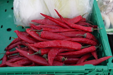 fresh and organic vegetables at the market , peppers