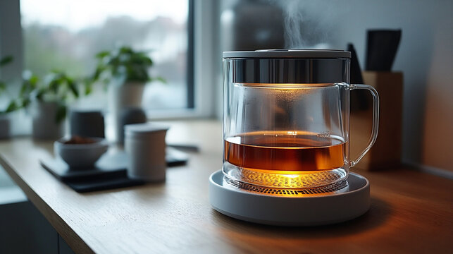A sleek transparent glass coffee maker the mi