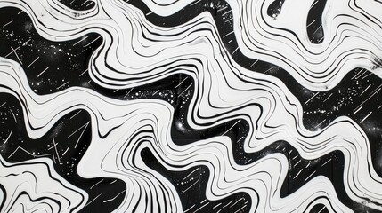 Fototapeta premium Simple abstract concept wavy white background black lines