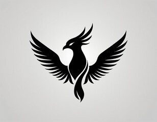 Obraz premium a black silhouette a bold logo with a phoenix, symbolizing rebirth and resilience. Ai generated images 