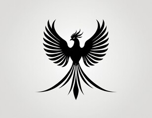 a black silhouette a bold logo with a phoenix, symbolizing rebirth and resilience. Ai generated images
