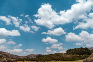 Beautiful blue sky with cotton clouds