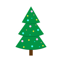 Christmas tree vector. Festive holiday icon. Decorated green fir. Simple seasonal shape.